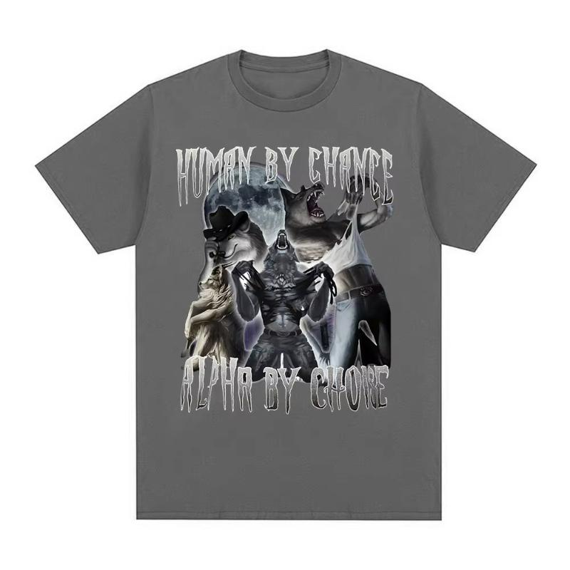 

Human By Chance Alpha By Choice Wolf Funny Meme T Shirts Men Women Casual Cotton T-shirt Vintage Short Sleeve Oversized T-shi... S разноцветный