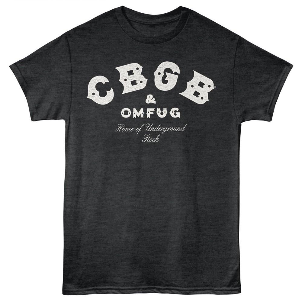 CBGB Mens T Shirt Punk Rock OMFUG LOGO Music Bowery Underground Black Heather Unisex T-Shirt L