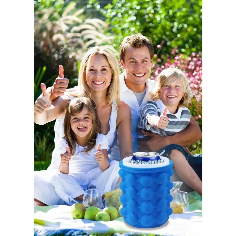 Silicone Ice Bucket Ice Maker Space Saving Ice Cube Maker Bucket Portable Ice Buckets for Any Things Frozen Food Drink and More