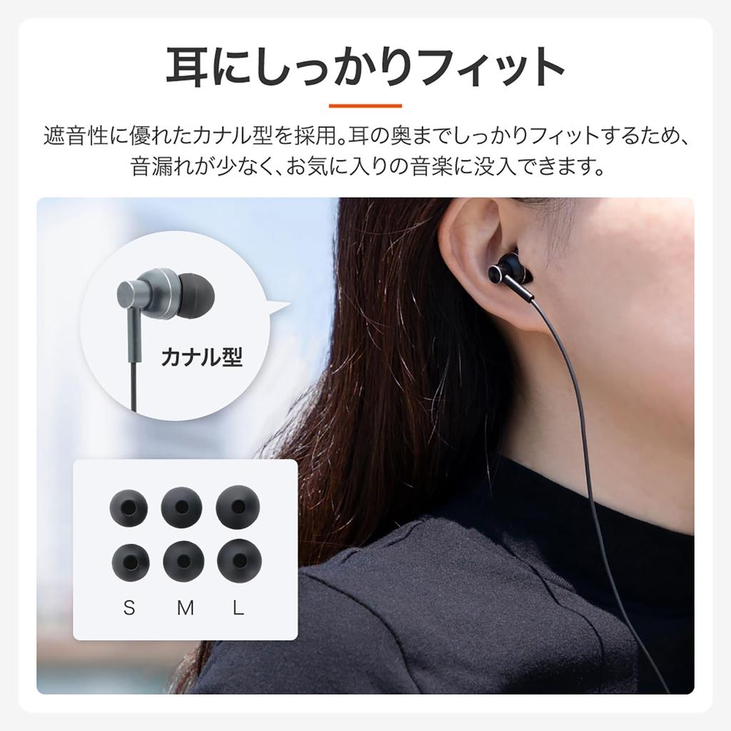 LEPLUS Earphones (with volume controlmicrophone) [Extreme Sound Range SATIN] Wired Type-C In-Ear 1.2m Gunmetal LN-TCEP03GM-SK