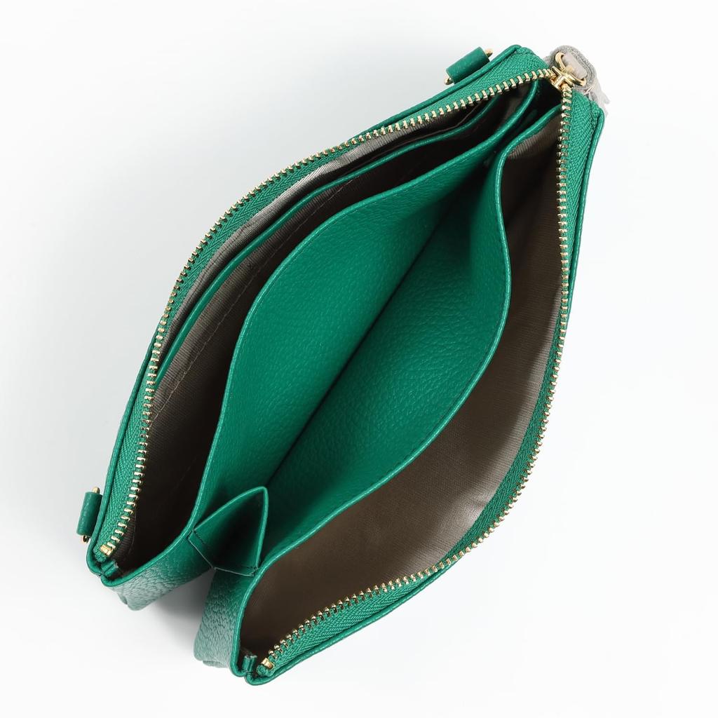 JULLY AND SHUSHU Genuine Leather Wallet Shoulder Purse Long Women's Bag, Pochette, Gift, Wallet, DR3-WS (Royal Green)