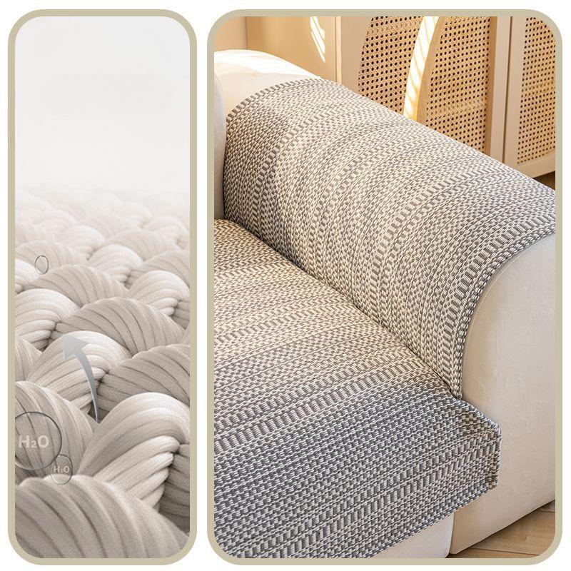 Japanese-Style Linen Woven Sofa Cushion Cotton Linen Sofa Cover Non-Slip Seat Cushion Four Seasons Universal Cover Cloth Summer