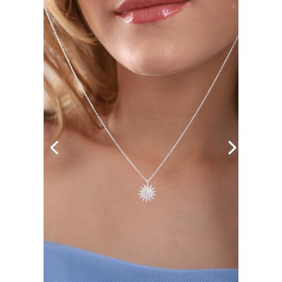 Náhrdelník modelu Sun 925 Silver Chain s bílým zirkonovým kamenem