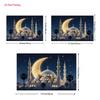 2D Eid Mubarak Mosque Banner, Golden Crescent Moon and Stars
