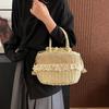 Yogodlns Women Straw Woven Bag Straw Tote Bag Large Capacity Weaving Shoulder Purse with Lace Woven Shopping HandBag Summer Beach Clutch