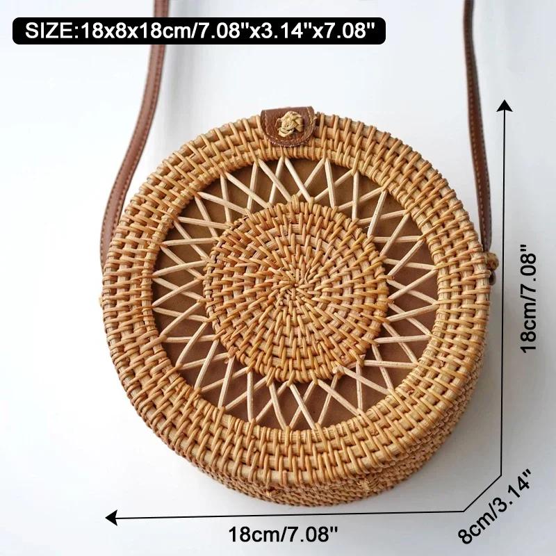 Quadratisch Rund Multi-Stroh Tasche Handtaschen Damen Sommer Rattan Tasche Handgefertigt Gewebt Strand Kreis Bohemia Handtasche
