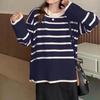 Korean Striped Knitwear for Women: 2026 Retro Lazy Style Soft Pullover Sweater for Autumn/Winter