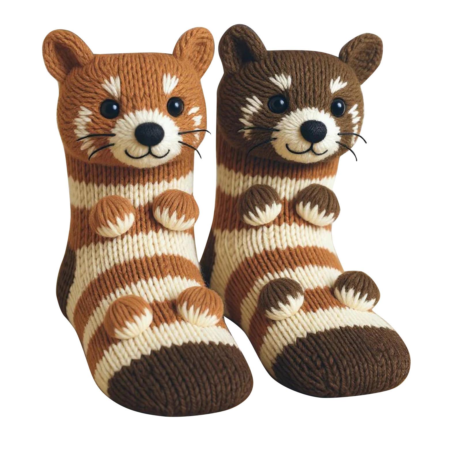 

Животные носки Плюшевые вязаные крючком носки с животными Милые носки с животными One Size