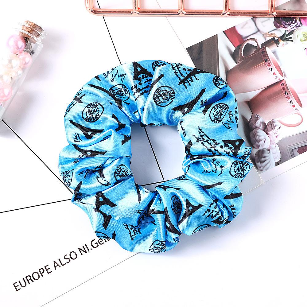 New Satin Printed Flower Floral Scrunchie Women Girls Elastic Hair Rubber Bands Accessories Tie Hair Ring Rope Holder Headdress