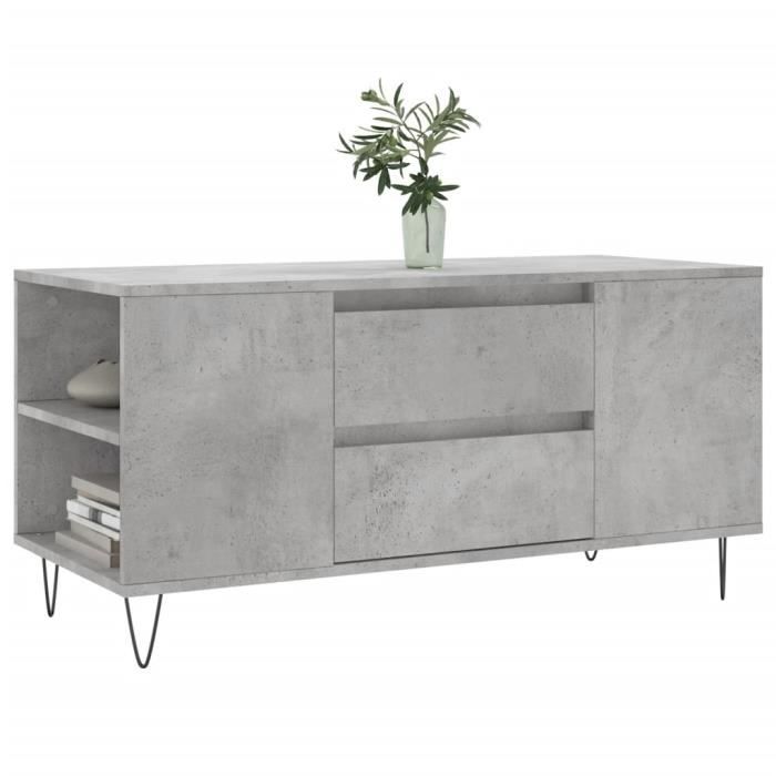 VidaXL Table basse gris béton 102x44,5x50 cm bois d'ingénierie 831000