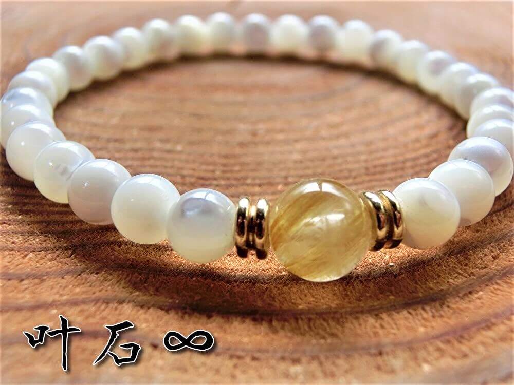 Kanaishi in the wealth of your Gold Rutilated Quartz and Bracelet for Natural 8mm and 6mm Crushed Approximately 17cm Size for [Bring future!]