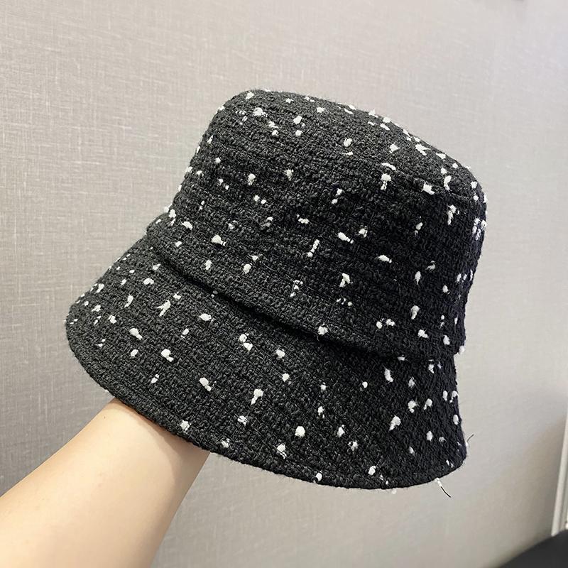 Bucket hat women's autumn and winter new mixed color plain hat women's face small foldable basin hat warm hat tide