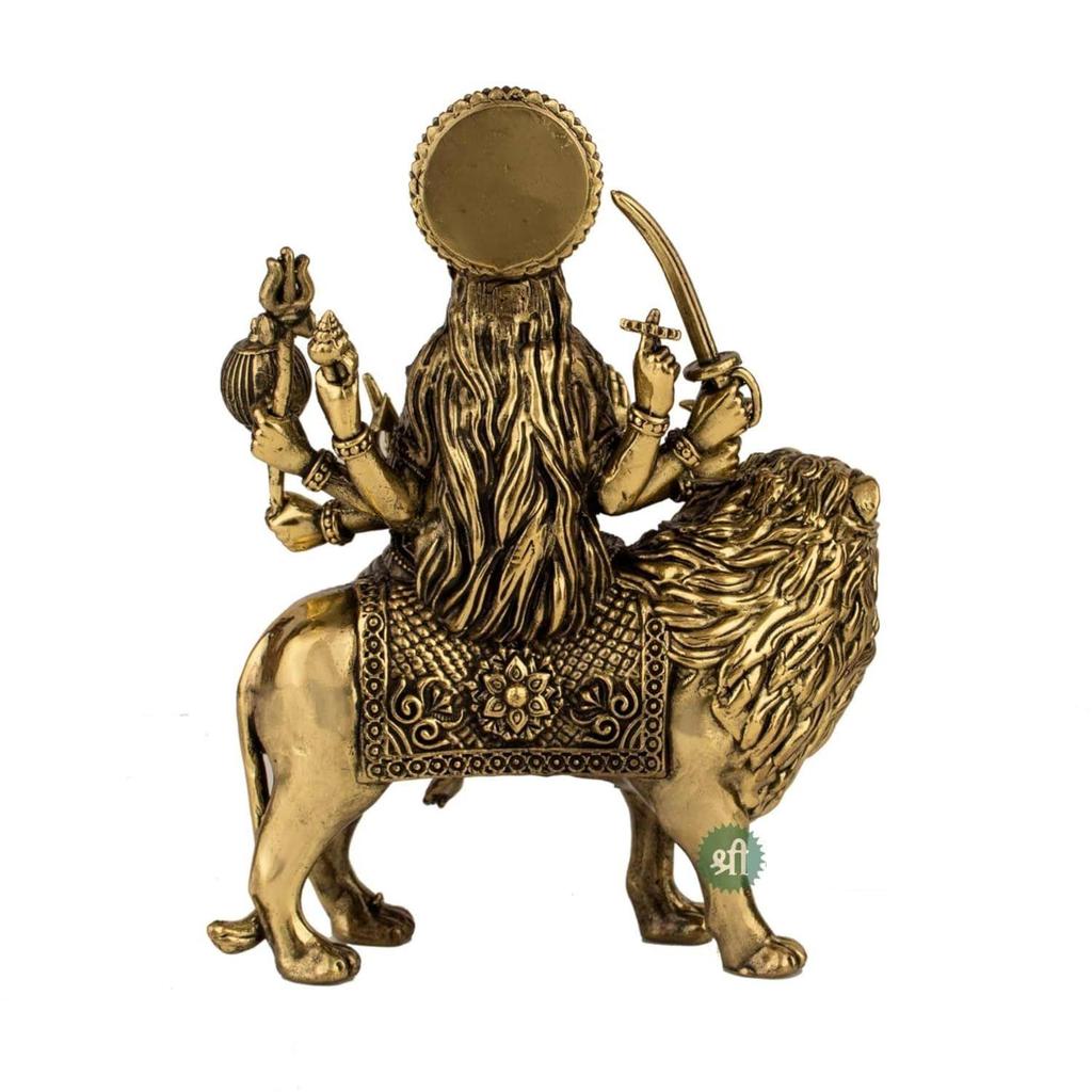 Brass Goddess Durga Maa Statue | 4" Maa Durga Idol Figurine Perfect for Worship and Blessings Gifting Purpose Sculpture