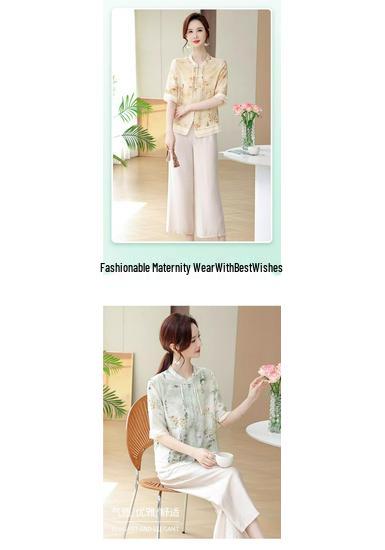 Stylish Summer Two-Piece Set: Casual T-Shirt & Wide Leg Pants for Middle-Aged Women