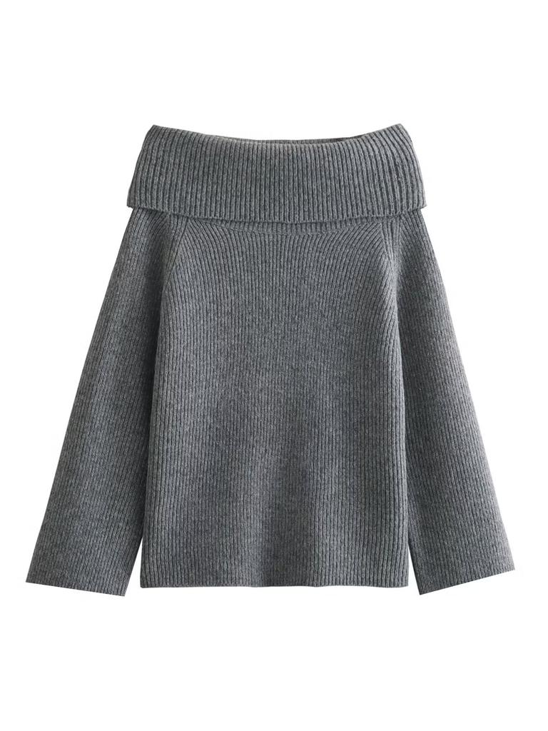 Women's Off Shoulder Sweaters Long Sleeve Oversized Ribbed Knit Going Out Spring Fall Tops Blouse Trendy Loose Pullover Sweaters Tops for Women