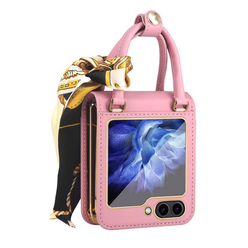Stylish Silk Scarf Handheld Case for Samsung Z Flip 6, 3/4/5 Gen. - Elegant Cross-Border Design for Women.