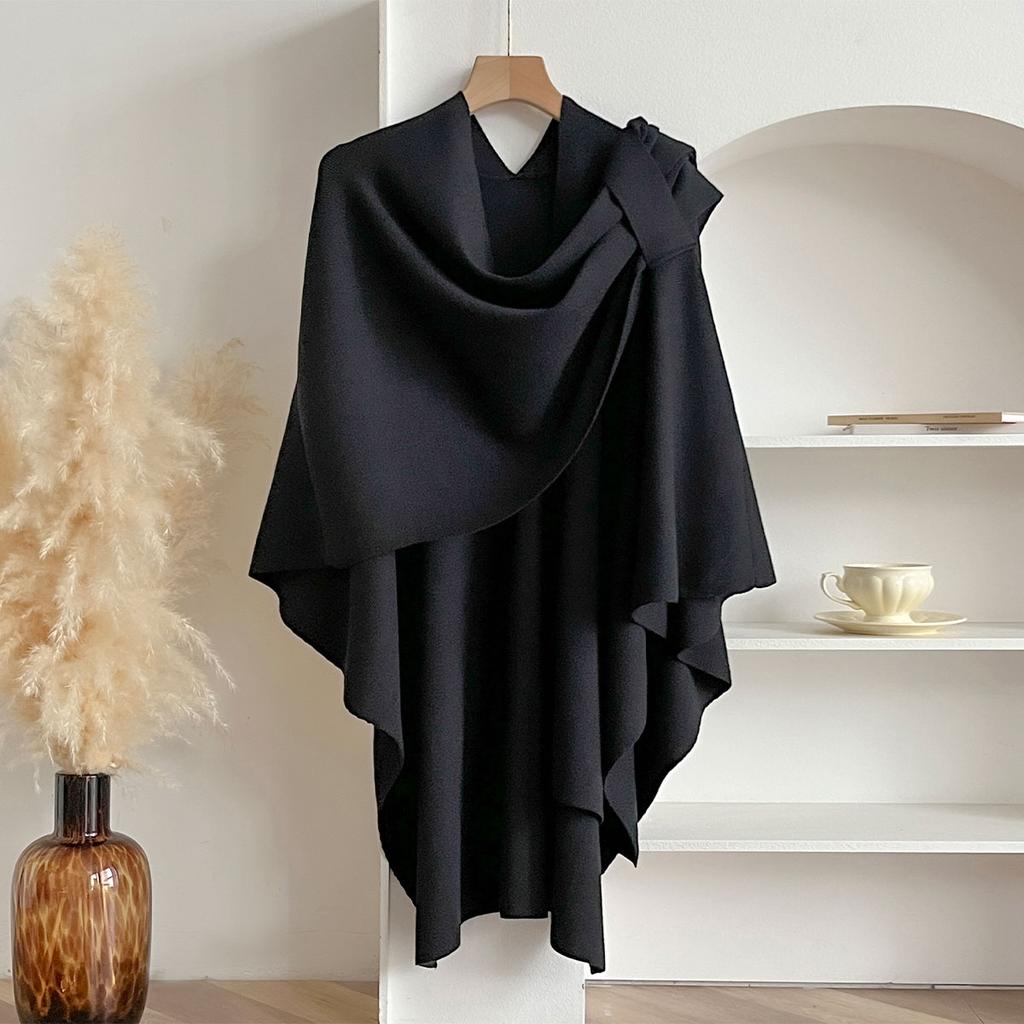 Women Poncho Winter Warm Shawl Double Sided Designer Thickening Blanket Luxury Scarf Female Cloak Cashmere Pashmina Cape Stole