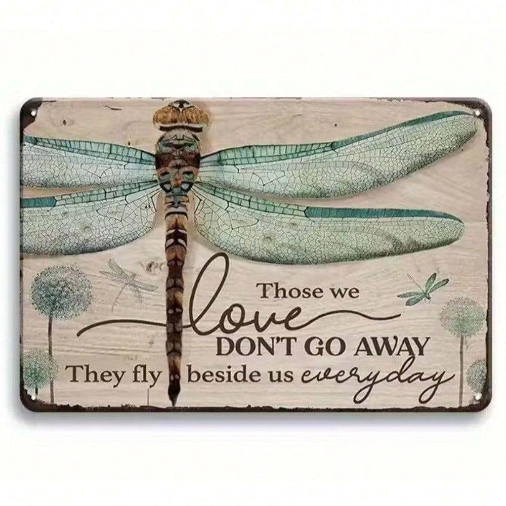 Memorial Sympathy Gift Dragonfly Metal Wall Art Rustic Sign