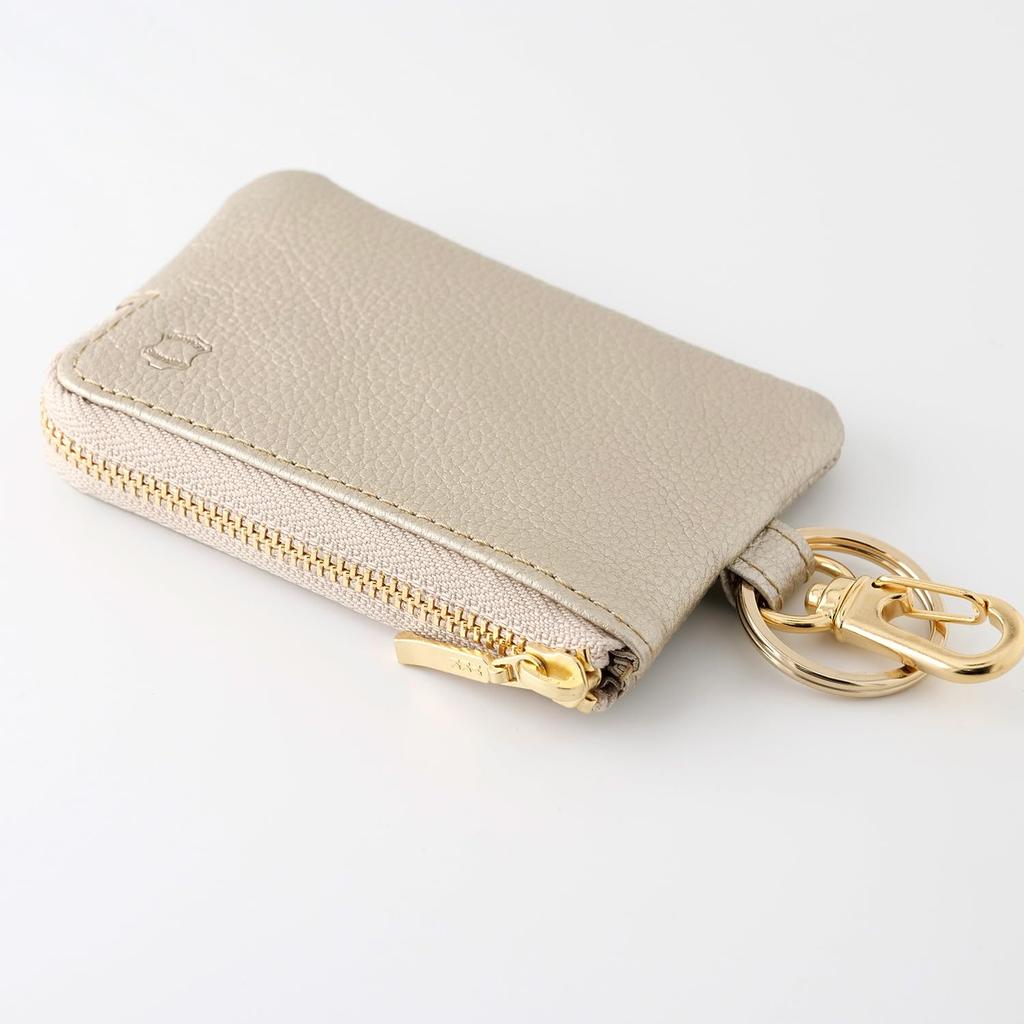 OSL Key Pouch TP Gold Genuine Leather Storage Small Item Case Smart Key Compatible with Carabiner Hook Slip-on A-OSL-2901 Card/Key