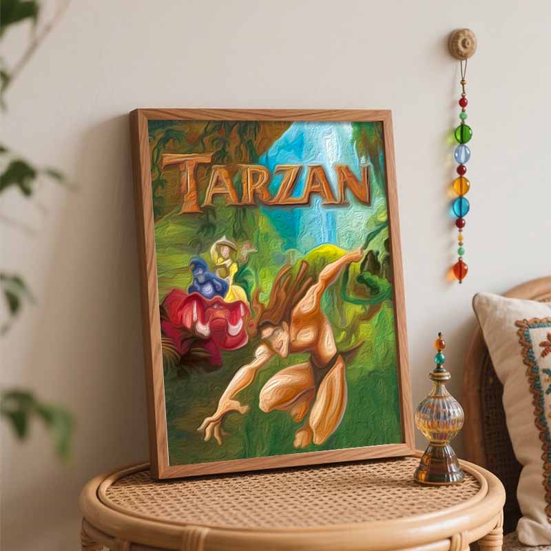 Disney oil painting painting art Tarzan forest jungle scenery handmade diy painting home decoration gift