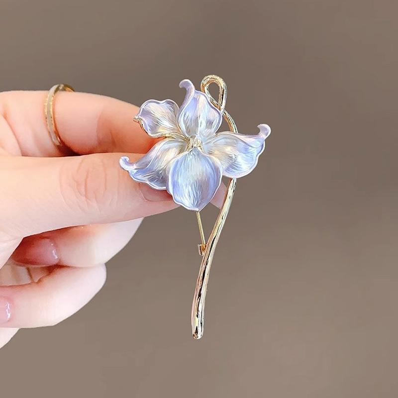 Style Temperament Sense Water Lily Enamel Lily Flower Brooches For Women Weddings Banquet Office Brooch Pins Gifts