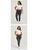 Cross-Waist Plus Size Skinny Jeans with Butt-Lifting Pockets & Monkey Wash