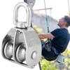 Stainless Steel Blocks With Double Rollers Strong Bearing Lifting Swivels Hook Pulleys Block For Wire Rope