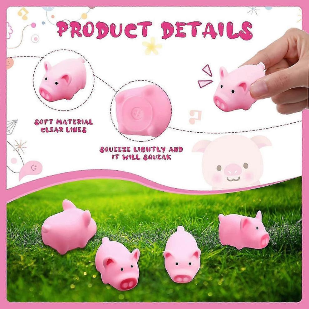 50 Pcs Pink Rubber Pig Bath Toys Bulk, Mini Squeaky Piggy Floats for Baby Shower Halloween Christmas Party Birthday Gift