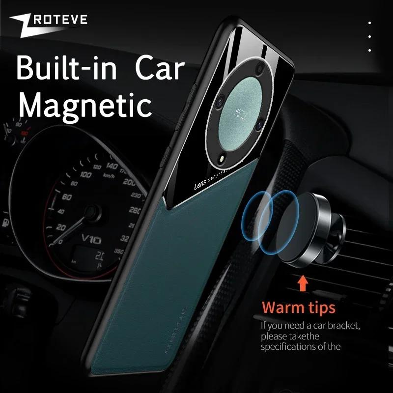 Custodia per HonorX9A in Pelle PU con Supporto Magnetico per Auto e Cover Rigida in PC per Huawei Honor X9A X9B X9C HonorX9b HonorX9c Custodie per Telefono 5G