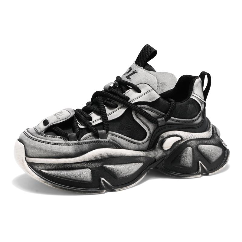 Fashion Chunky Sneaker Men Designer Sport Shoes Fashion Casual Microfiber Leather Fabric Breathable Height Increased Flat Platform Shoes