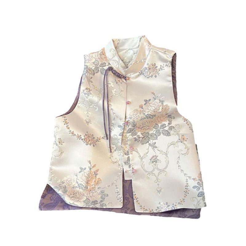Brocade jacquard vest 2025 new high-end round neck stacked wear temperament top