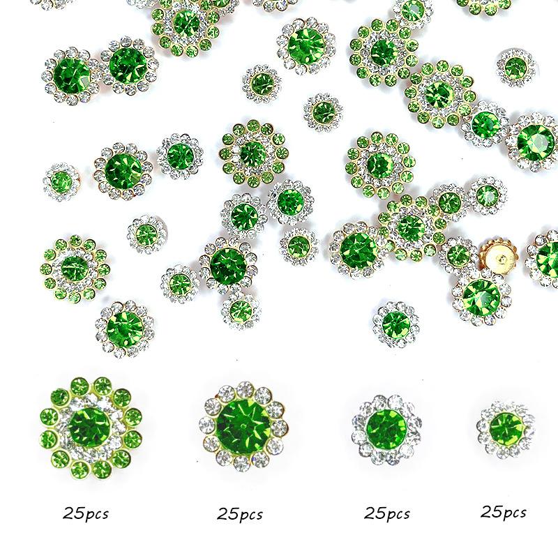 Størrelse Dobbelt Lag Blomst Blandet 100 stk Fargerik Solsikke Skive Bor Spenne Krystall Håndsøm Bor DIY Smykketilbehør Rhinestone Sy på Perler