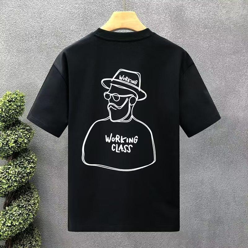 Trend cartoon printed T-shirt new loose round neck daily commuting fashion short sleeve casual and simple