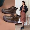 Fashion retro literary soft leather thick-soled Martin boots soft-soled side zipper lace-up small cotton boots