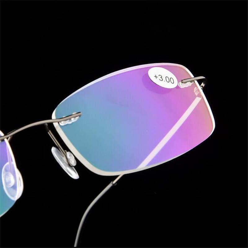 Ultralight TR90 Memory Rimless Reading Glasses Square Presbyopic Eyewear +1.0 to +4.0 for Men Women