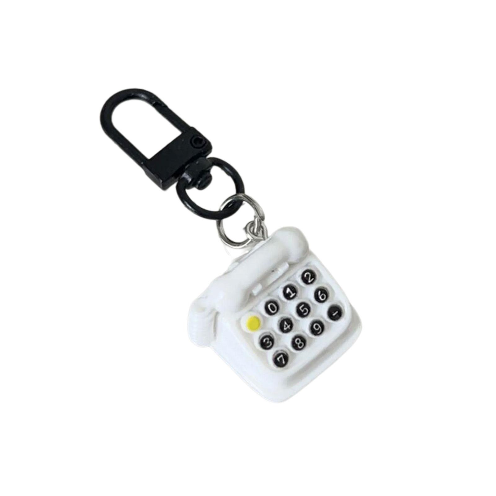 

Vintage Design Keychain Retro Resin Miniature Telephone Charm Decorative Hanging Accessory For Bags Keys Gifts белый