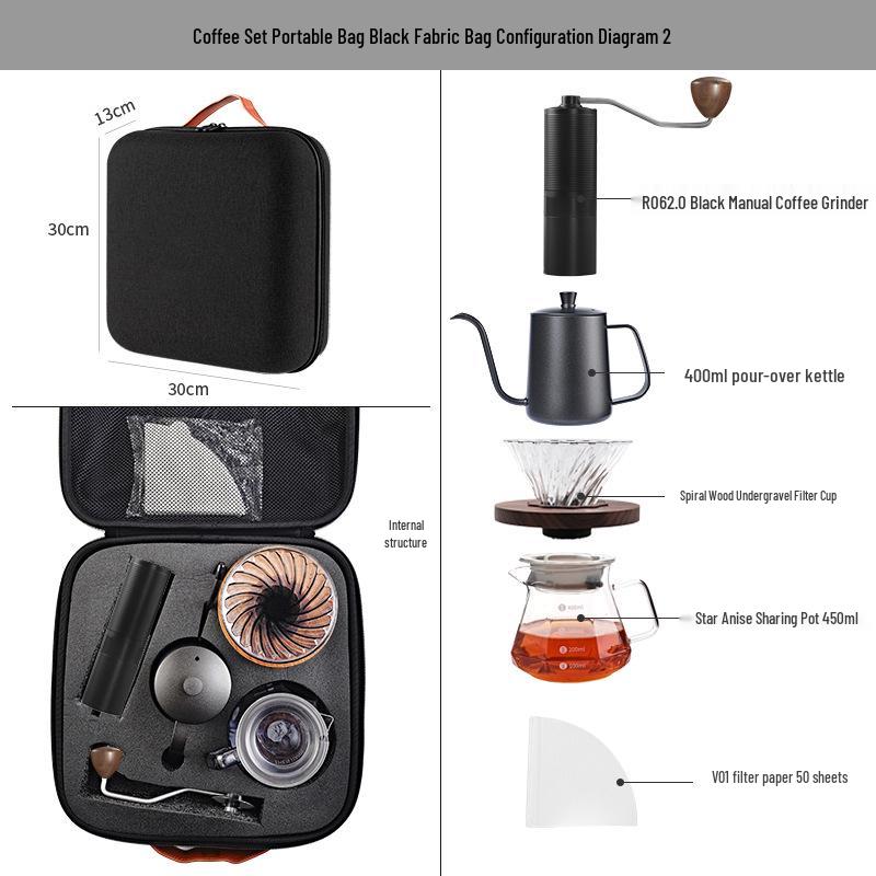 Set Portatile da Caffè Pour-Over da Esterno con Macinacaffè - Ideale per il Campeggio