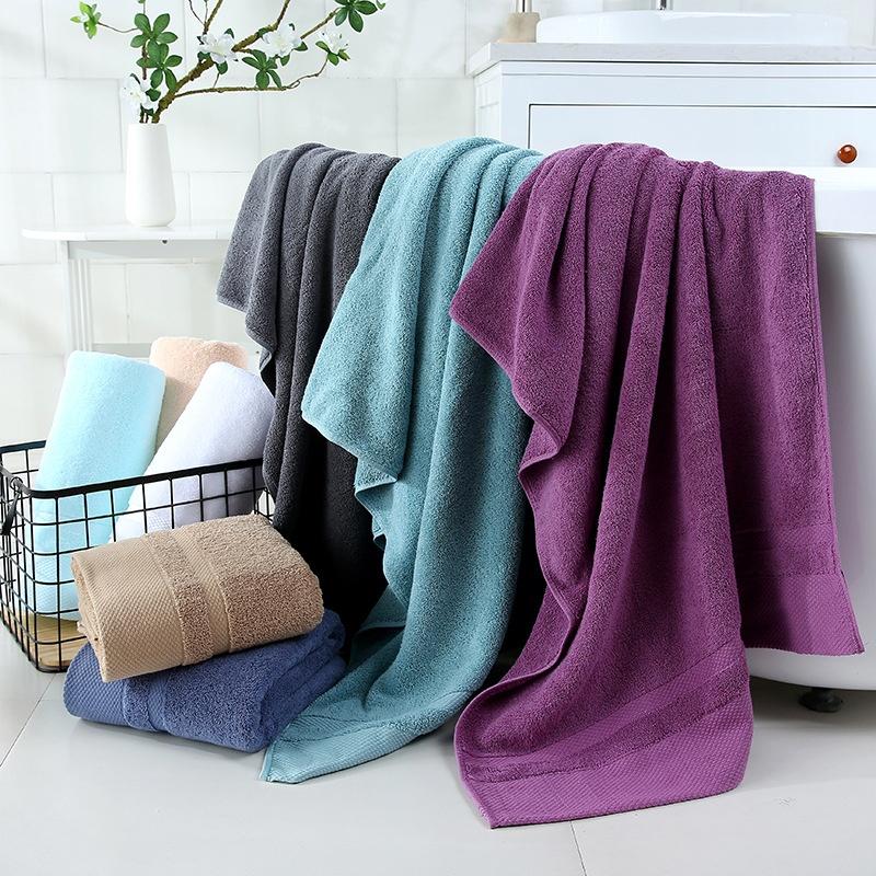 Manufacturer Sells Adult Thickened Wide Forged Bath Towels Made Pure Cotton Long-staple Solid Pattern Soft Absorbent for Hotel