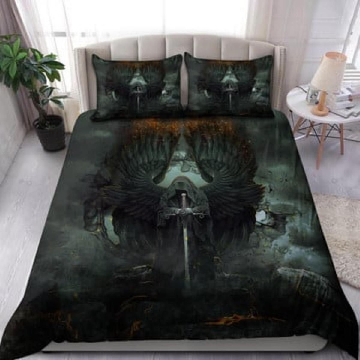 

Футболка Tmarc Dark Fantasy Skull 3D Печатный комплект постельного белья Комплект пододеяльников Комплект пододеяльников Single 135x200cm