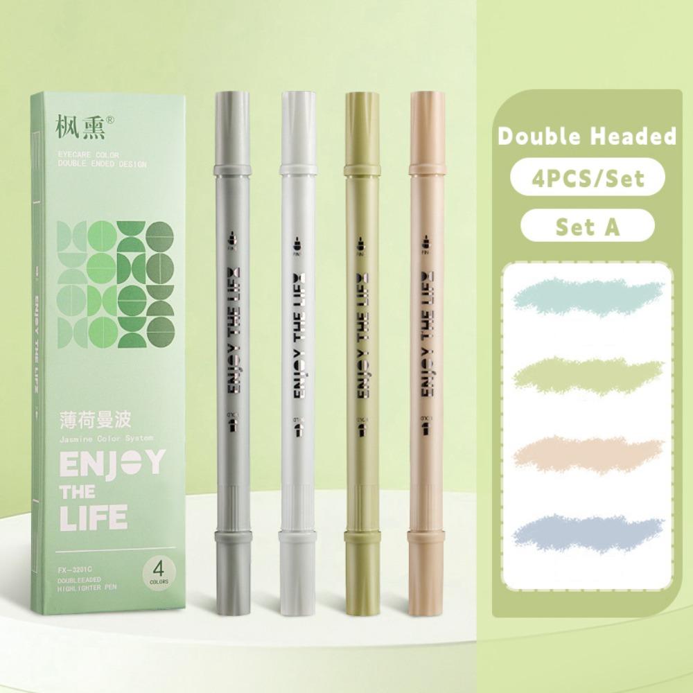 

4Colors/Set Double Headed Fluorescent Pen Mark Key Points Journaling Pen Planner Pen Gift Set A