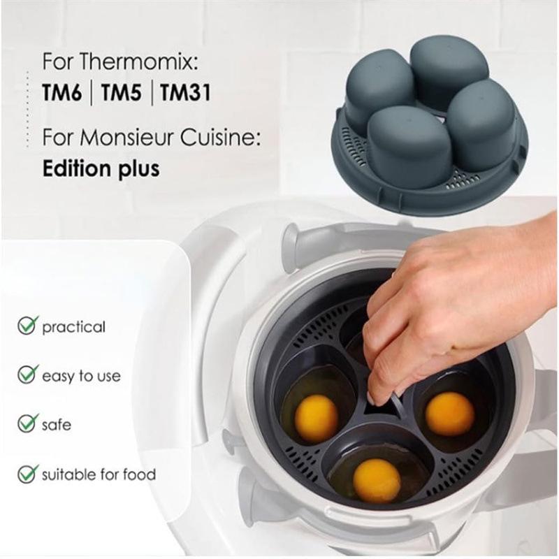 Four-Grid Egg Steamer for Thermomix TM5/TM6 - Poached & Steamed Egg Bowl