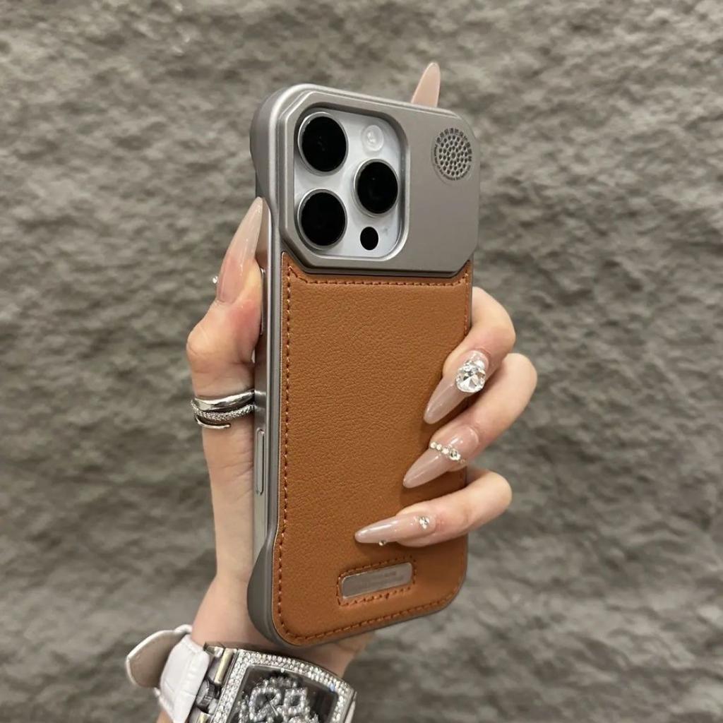 Metal Leather Aromatherapy Magnetic Case For iPhone 17 Air 16 15 14 Plus 13 12 Pro Max Phone For Magsafe Borderless Cover Funda