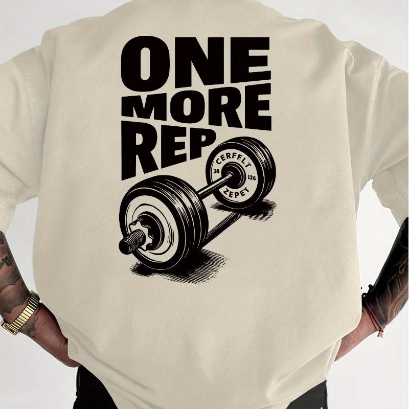 Men s T-Shirt Vintage Funny Gym Workout ONE MORE REP Weightlifting Women Streetwear Cotton Oversized Tees Short Sleeve Loose Top XS