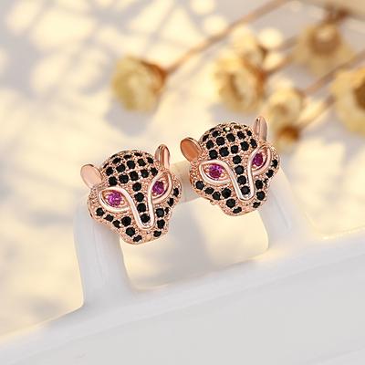 Mikro-eingelegte Modische Ohrringe im Leichten Luxusstil Nadelohrringe Leopardenkopf Temperament Ohrringe Trendige High-End Goldene Ohrringe