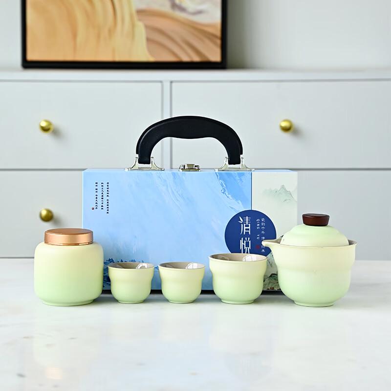 Gradient Ceramic Gourd Travel Tea Set
