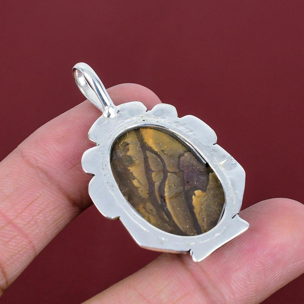 Ethopian Opal In Boulder Opal Pendant 925 Sterling Silver Pendant Dainty Jewelry Gemstone Pendant Handmade Pendant Silver Jewelry for Gifts