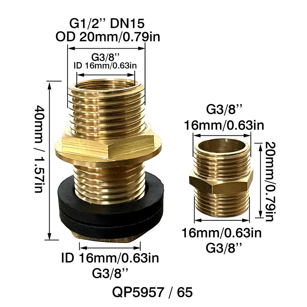1 '' 3/4'' 1/2'' Brass Water Tank Joint Inlet and Outlet Partition Joint Flange with Sealing Gasket for Hose Connection