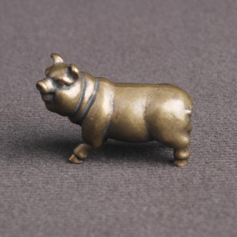 Cute Copper Pig Figurine Lucky Animal Statue Home Decor for Living Room Ornament  Antique Brass Office Desk Decoration Miniature