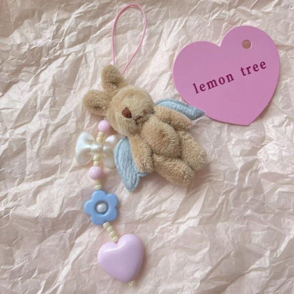 

Плюшевый брелок для ключей Кролик Цепочка для сотового телефона 2024 Сумка Аксессуар Девушка Blue Wing