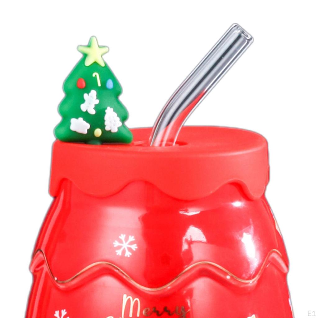 400ml Weihnachtstasse mit Saugrohr, Dekorative Kaffee-Milch-Tee-Tassen, Tasse in Baumform,